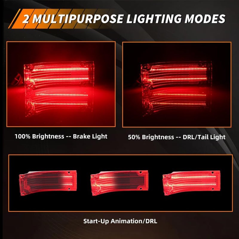 MOTRUM Tail Light Compatible with Chevy Chevelle 1966, [DOT] [IP67 Waterproof] Red LED Taillight Lamps, Replace OEM #CH-TL/RL-66, 1 Pair, Red Lens - Image 3